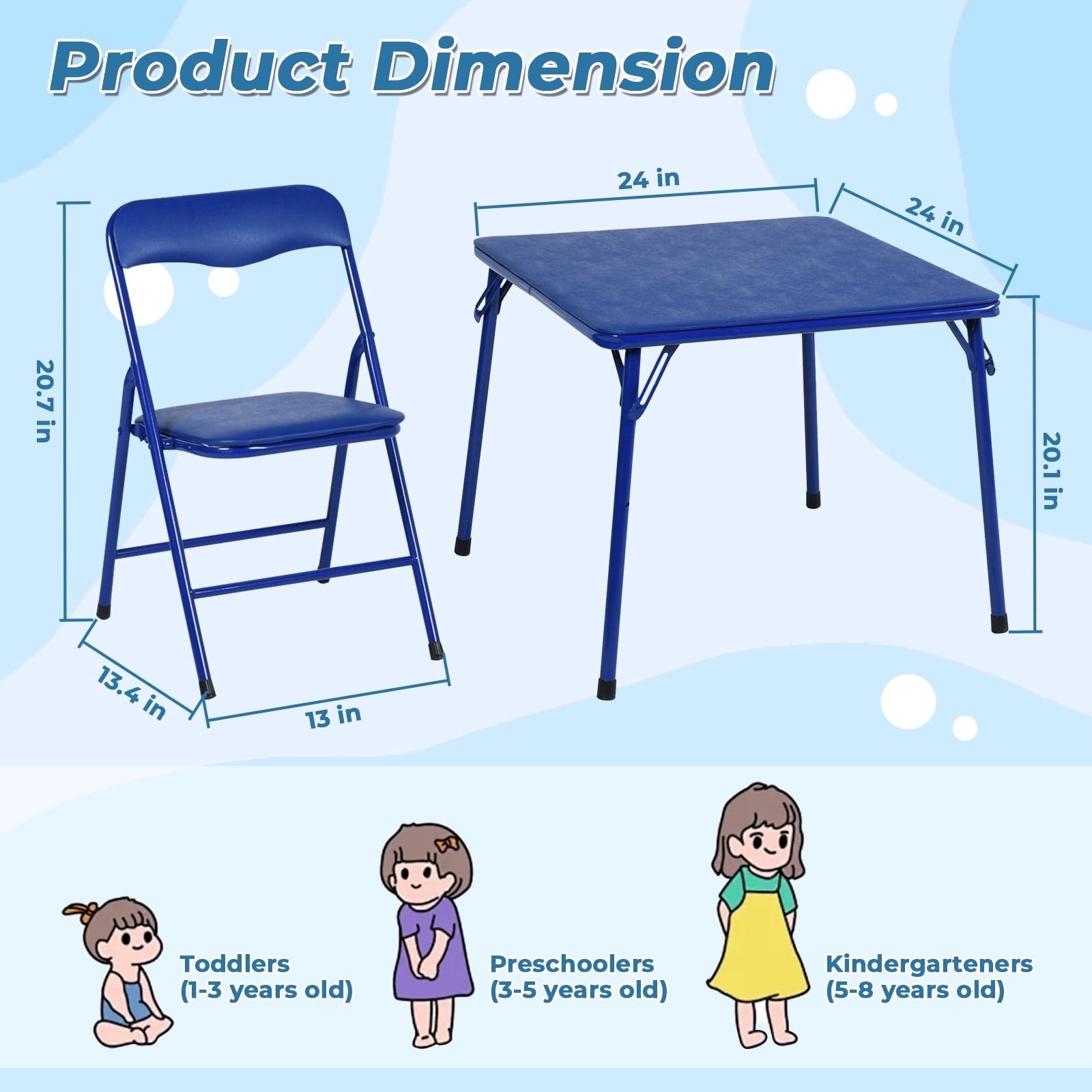 Homy Casa 5-Piece Kids Activity Table and Chair Set, Folding Preschool Playroom Furniture for Crafts, Snacks, Learning
