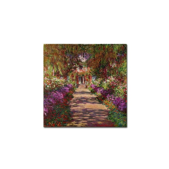 Trademark Fine Art Claude Monet A Pathway In Monet'S Garden Canvas Wall Art - 35x35