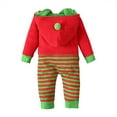thumbnail image 4 of Odeerbi Infant Boys Girls Christmas Santa Claus Jumpsuit Winter Thermal Fleece Romper Kids Christmas Stripe Cute Long Sleeve Bodysuit Onesie Infant Clothes Red, 4 of 8