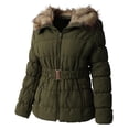 thumbnail image 2 of Ma Croix Womens Fur Lined Coat with Belt Quilted Faux Fur Insulated Winter Jacket Parka Outerwear, 2 of 5