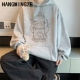 thumbnail image 5 of Sudadera con capucha de algodón para hombre, Top con estampado de dibujos animados japoneses, ropa informal de calle alta Harajuku, otoño e invierno, novedad, 5 of 5