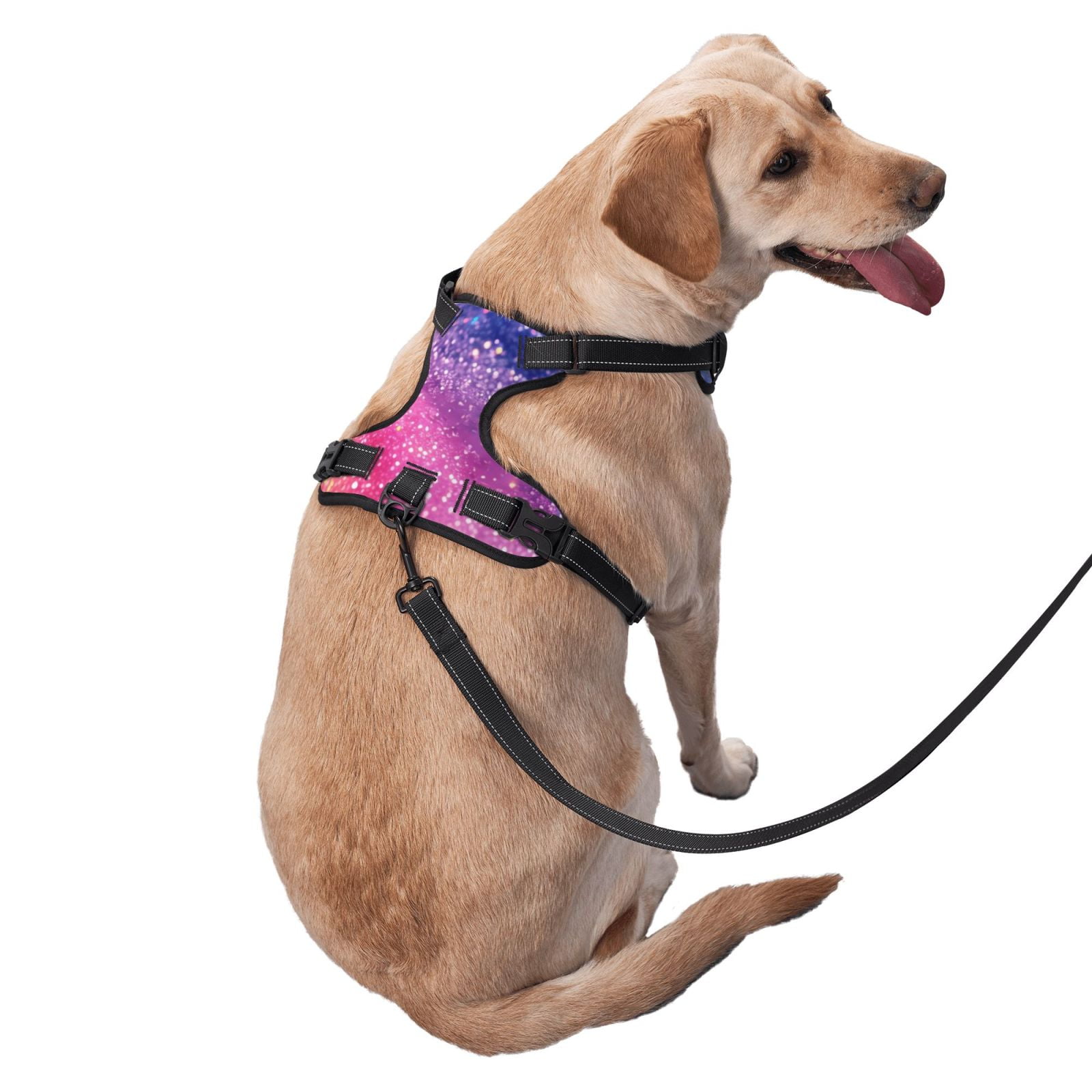 Fuzoiu Rainbow Glitter Cute Print Reflective Dog Harness,Adjustable, Breathable Pet Vest,Dog Harness No Pull,No Choke Pet Vest for Small, Medium, and Large Dogs-X-Large