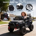 thumbnail image 3 of 24V Kids Ride On Car with Remote Control, 400W Power Motors, 4 Wheels Suspension Toy Car for Kids, Bluetooth, USB, Music, LED Lights, Power Display, Electric Car for Kids Ages 3+, Black, 3 of 7
