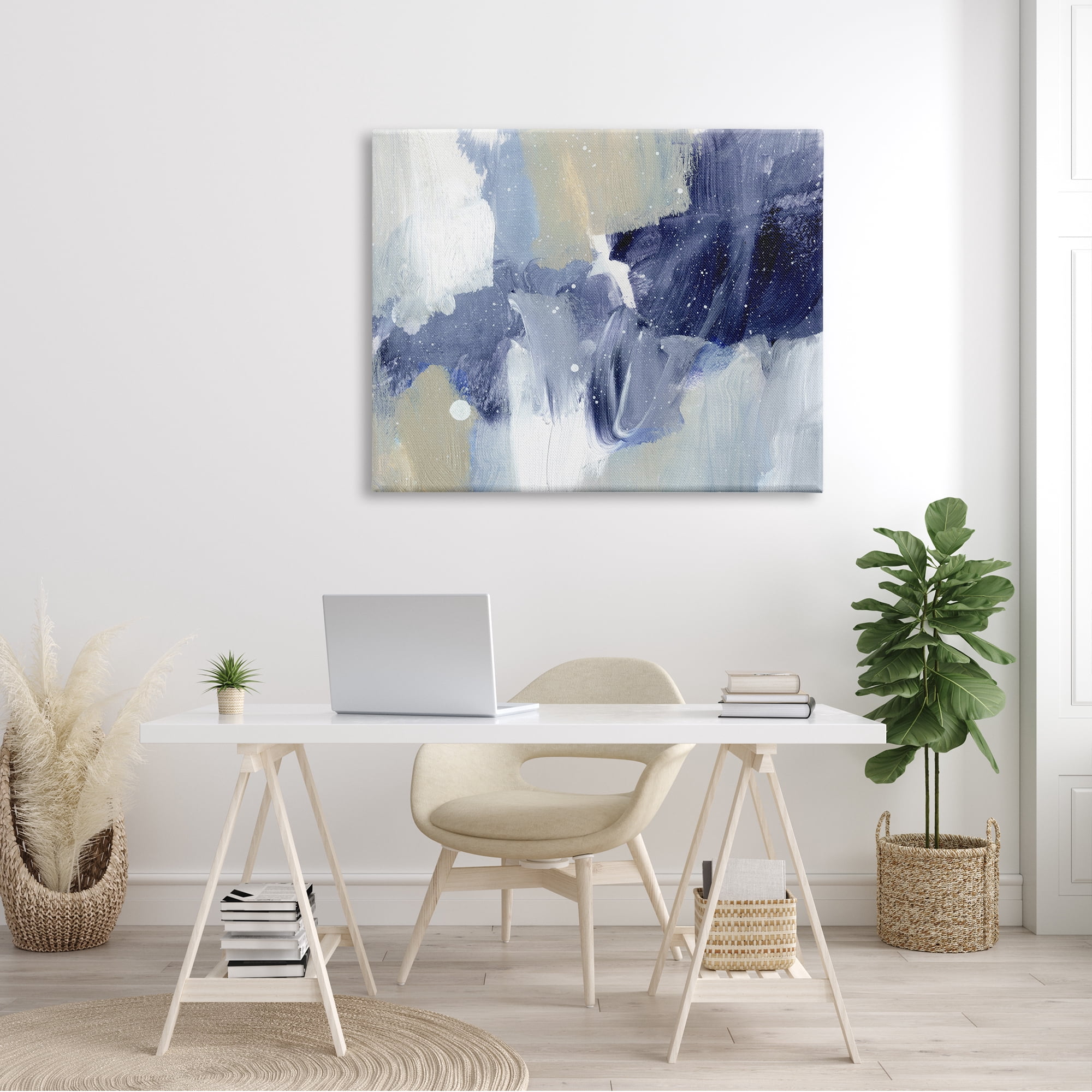Stupell Industries Winter Ice Abstract Painting Modern Blue Beige Composition, 48 x 36,Design by Annie Warren