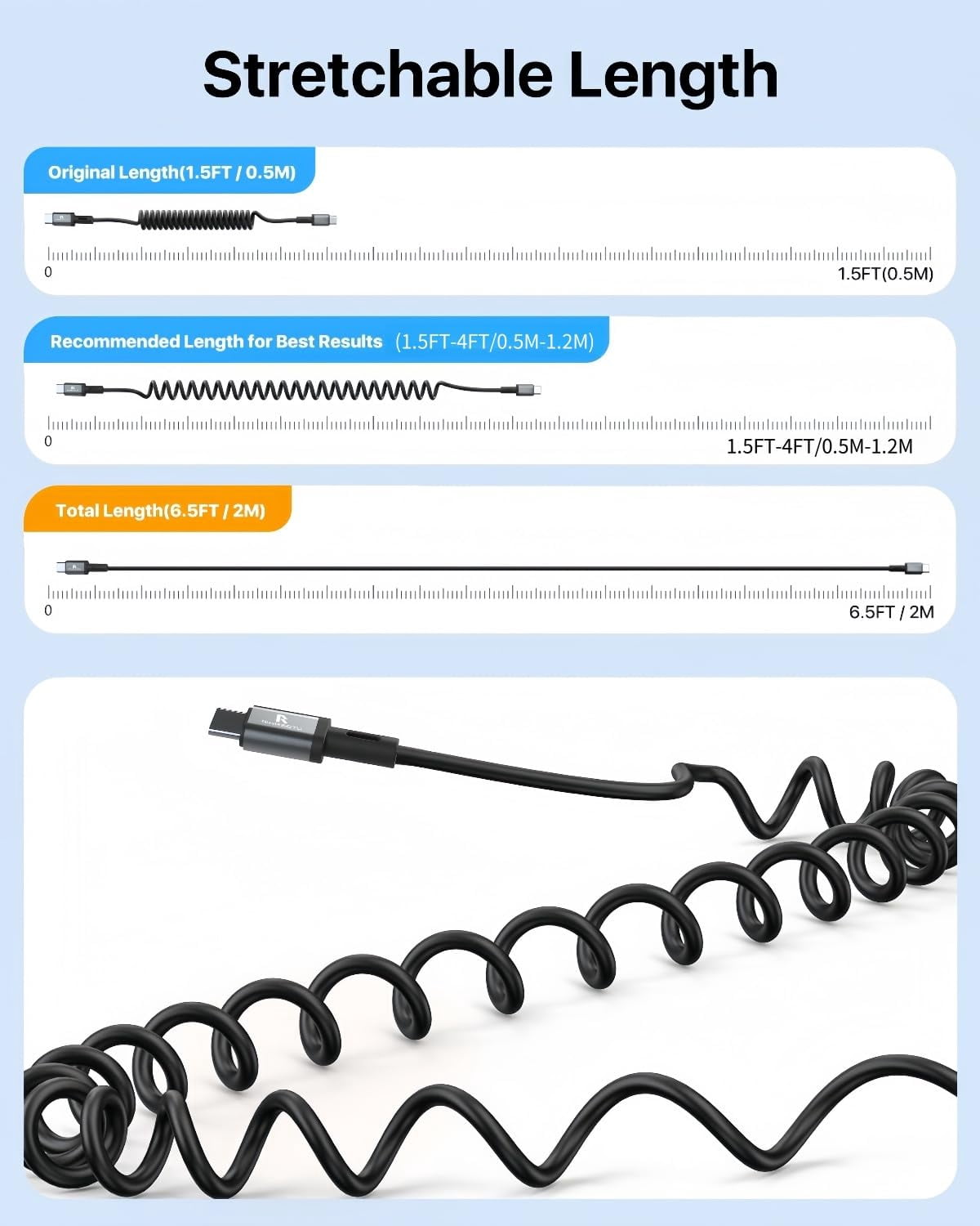 MHAWBL-Coiled USB C Cable, [3FT 2Pack] Coiled USB C to USB C Charger Cable for Android Auto/Carplay, Short Type-C USBC Fast Charging for iPhone 17/16/15 Series, for Samsung S25 S24 S23