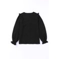 thumbnail image 2 of POGLIP Women's Black Turn-down Neck Swiss Dot Texture Sheer Shirt, 2 of 6