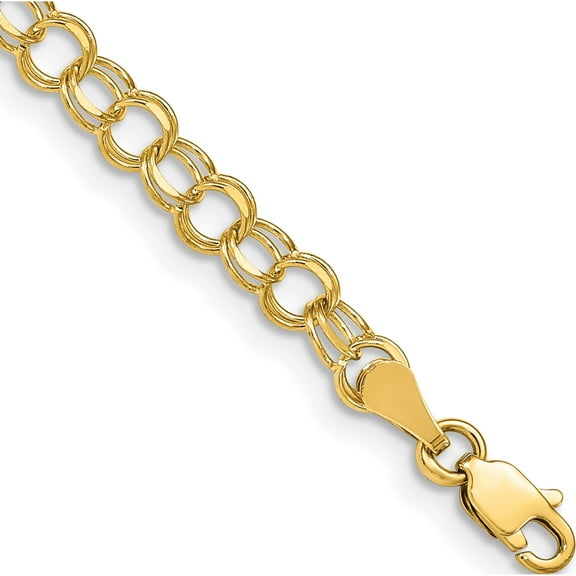 14K Yellow Gold Double Link Charm Bracelet (Width 4) (Length 6) - Jbsp