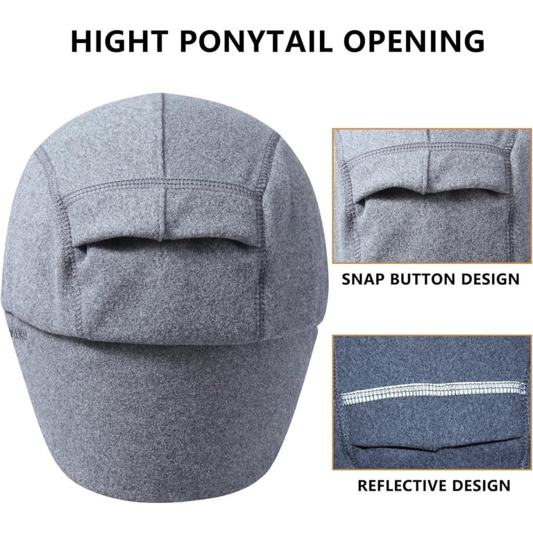 〽️Women\'s Light Grey Winter Reflective Fleece Ponytail Hat with Ear Warmers GADIEMKENSD Women main image 3