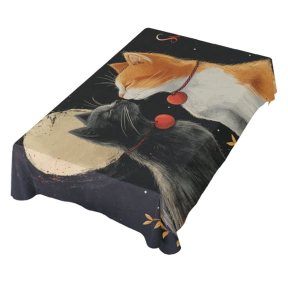 JSTEL Cat Valentine Table Cloth Square 54 x 54 Inch Tablecloth Anti Wrinkle Table Cover for Dining Kitchen Parties