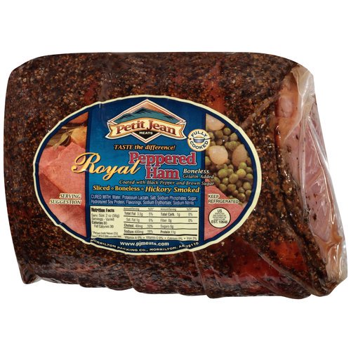 Petit Jean Meats Hickory Smoked Boneless Sliced Royal Peppered Ham, 1.