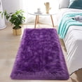 thumbnail image 3 of YJ.GWL Soft Fluffy Rugs Faux Sheepskin Area Rug for Living Room Bedroom Plush Carpet Nursery Floor Mat Home Decor,2'x4',Purple, 3 of 6