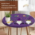 thumbnail image 5 of Mardi Gras Round Fitted Table Cover Carnival Gnome Mask Deep Purple Theme Waterproof Table Cloth with Elastic Edge Wipeable Tablecloth for Picnic Camping Party Fits 55"-60" Diameter, 5 of 8