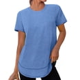thumbnail image 4 of Dwellite Womens Workout Tops Short Sleeve Crew Neck Sports Yoga Running Shirts 2026 Casual Solid Color Shirt Blue M, 4 of 8
