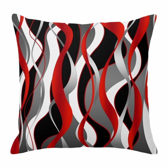 Pillow Covers 24x24 Inch, Red Stripe Linen Pillowcase with Invisible Zipper, Grey White Ombre Geometric Modern Abstract Decorative Throw Pillow Covers Cushion Case for Couch Sofa Bed Living Room