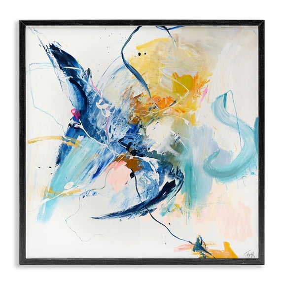 Confident Blue Abstraction Black Framed Giclee Art, design by Design Fabrikken