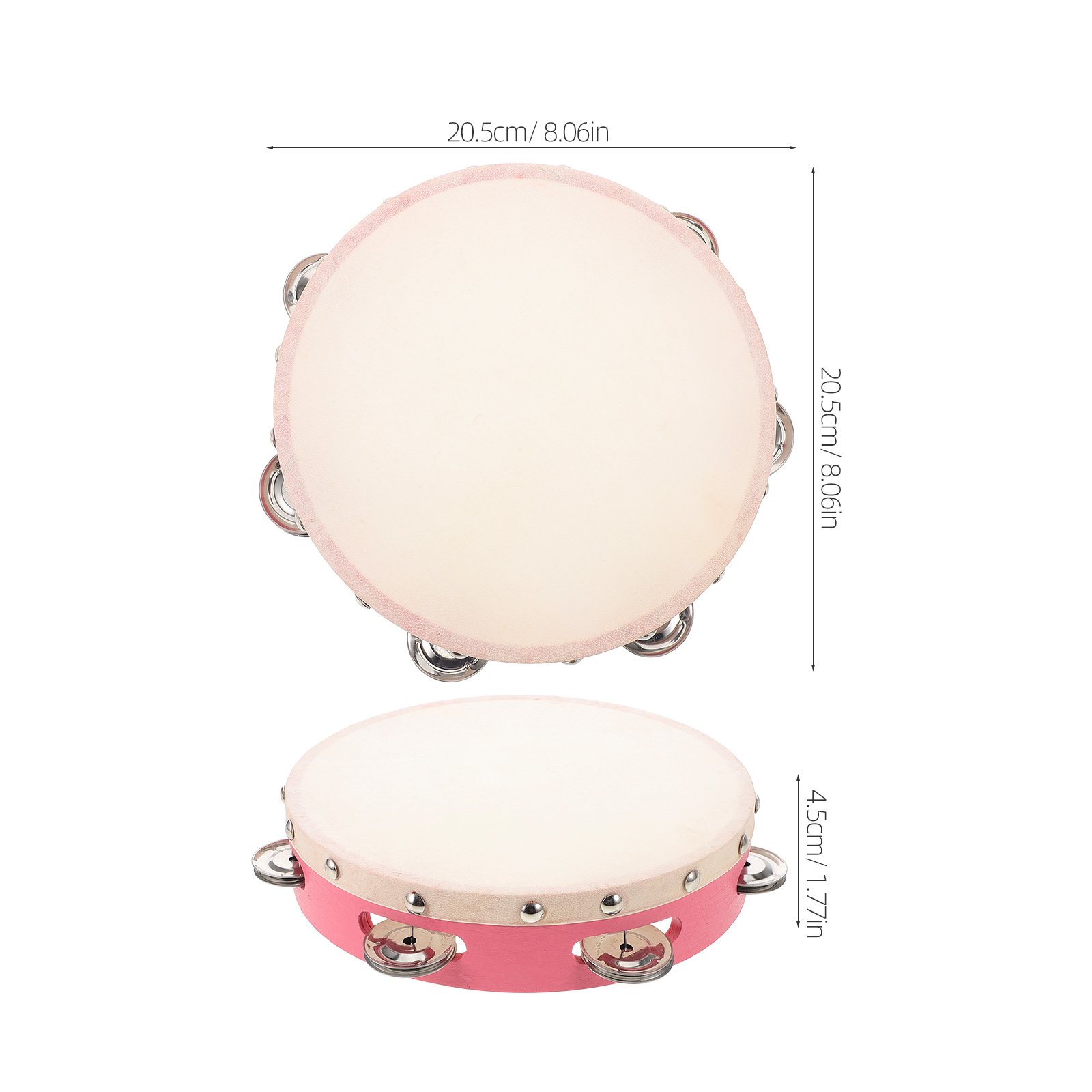 Clispeed Pink Handheld Tambourine for Kids Designed for