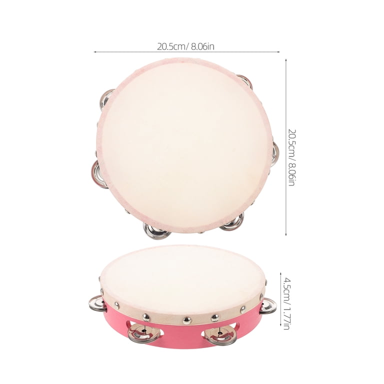 Clispeed Pink Handheld Tambourine for Kids Designed for