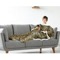thumbnail image 2 of Catalonia Sherpa Wearable Blanket with Sleeves & Foot Pockets for Adult Women Men, Comfy Snuggle Wrap Sleeved Throw Blanket Robe, Gift Idea, Cheetah, 75" x 53", 2 of 6