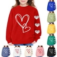 thumbnail image 6 of KAUOD Girls Cute Heart Crew Neck Sweatshirts Oversized Love Graphic Knit Pullover Sweater Kids Cotton Long Sleeve Shirt Tops, 6 of 8