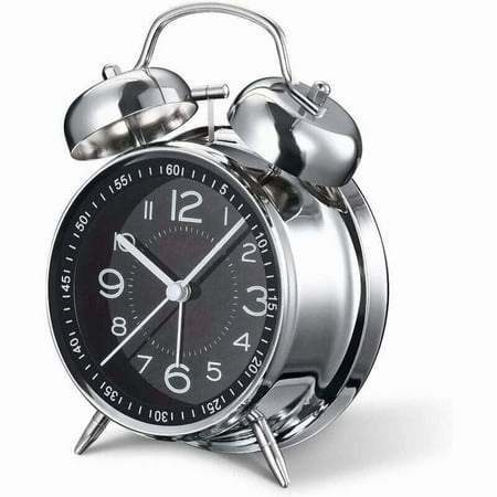 Loud Alarm Clock for Heavy Sleepers, 10.2cm Silent Quartz with Backlight, Double Bell (Grey)