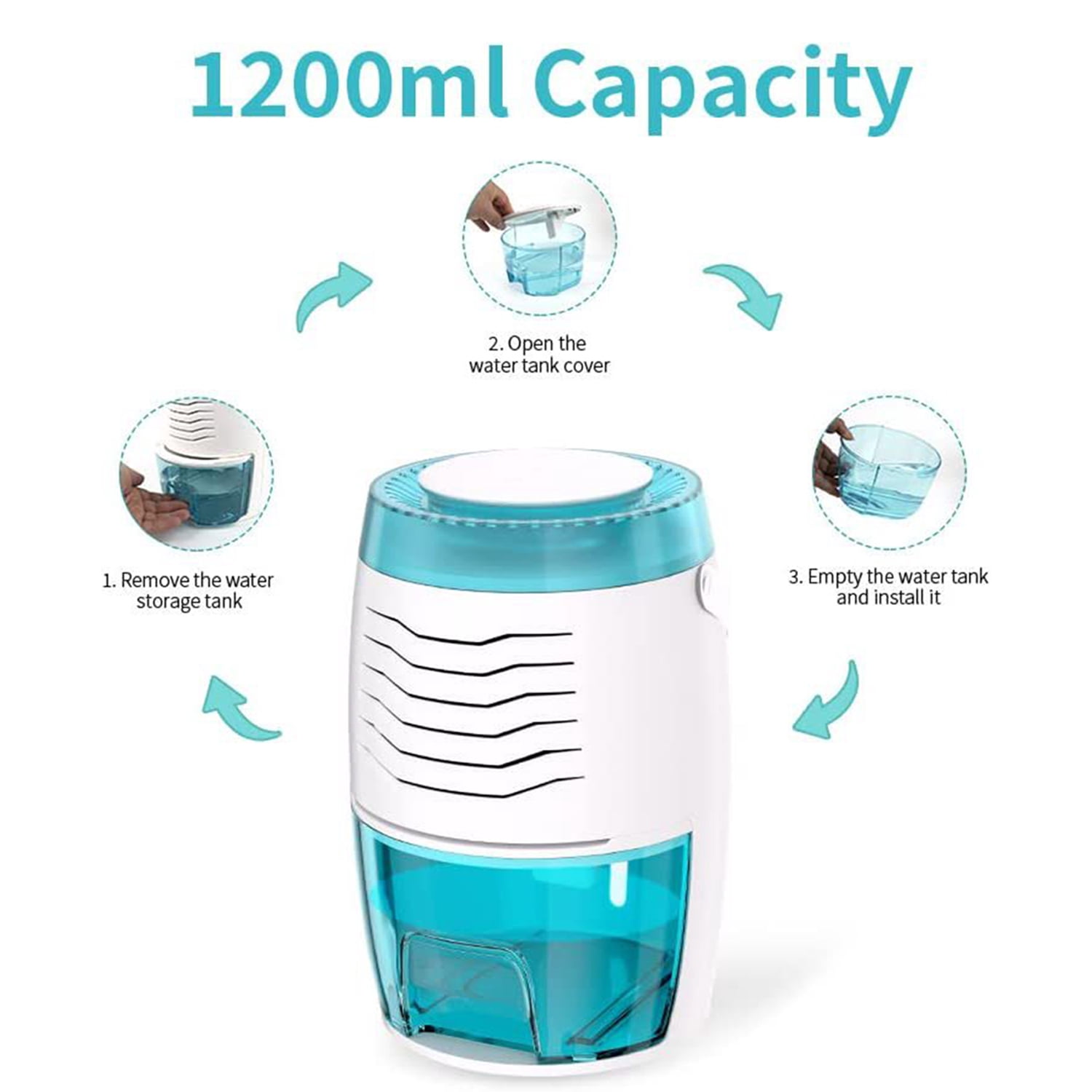 ABCPOW Dehumidifier for Home Room,Portable Handle Small Room Dehumidifier with Auto Shut-Off Energy Saving Quiet 3-Colors Lights Dehumidifiers for Bedroom Bathroom RV Closet Garage