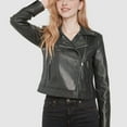 thumbnail image 4 of Leather Jacket Sevevn Womens Faux Leather Motorcycle Jackets Classical Black PU Slim Short Biker Coats, 4 of 7