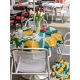 thumbnail image 6 of Outdoor Tablecloth with Umbrella Hole Zipper Yellow Lemon Round Tablecloth 54" Waterproof Outside Table Cloth Summer Fruit Floral Blue Stripe Burlap Patio Table Cover Tablecloths for Picnic Party, 6 of 8