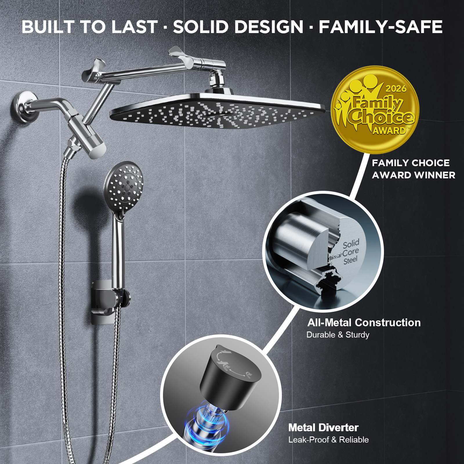 Veken High Pressure Rainfall Shower Head Combo photo 4