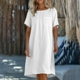 thumbnail image 2 of Bovxnpu Summer Plus Size Dresses for Women, Women's Casual T Shirt Dress, Fashion Women's Round Neck Short Sleeve Solid Beach Sundresses Pockets Dress L, 2 of 6