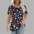 thumbnail image 2 of Pisexur Hauts pour Femmes, Hauts de Sortie pour Femmes, Hauts d'Entraînement pour Femmes, T-shirt à Manches Courtes Imprimé Mode Quotidienne Col Rond Noir, TG, 2 of 6