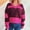 Pink Sweater for Winter, variant on XPMWRP Women's Fashionable Stripe Sweater Long Sleeve Contrast Color V Neck Sweatshirt Tops Casual Pullover Jumpers Pink L