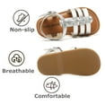 thumbnail image 5 of Girls Sandals Toddler Summer Dress Shoes Gladiator Beach Flat Sandals(TB501 Silver/11M), 5 of 6