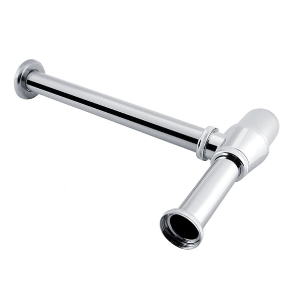 Piège d'Évier de Cuisine en Alliage de Zinc Chromé, Tube d'Évier Rond pour Bouteilles, s'Adapte à la Plupart des Bassins pour Salle de Bain Cuisine Drain
