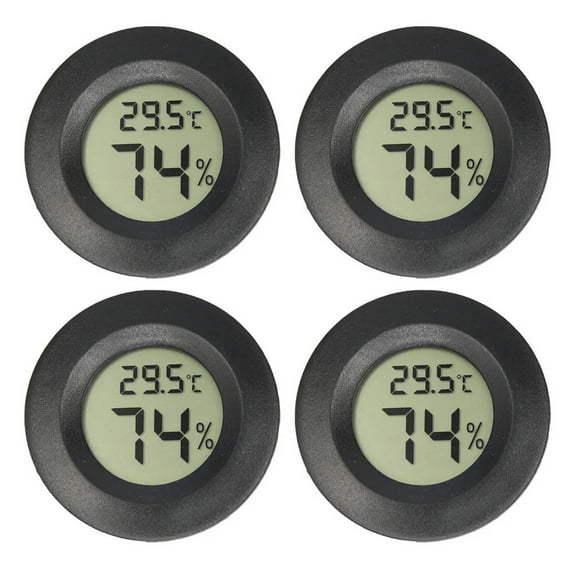 XIRQI 4Pcs Indoor Outdoor Thermometer Wireless Great for Reptile Pet Enclosures Humidity Meter Helps Fine-Tune Humidifier Digital Thermometer,Black