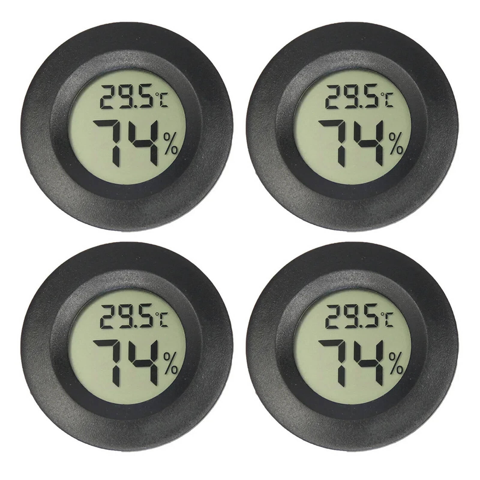 XIRQI 4Pcs Indoor Outdoor Thermometer Wireless Great for Reptile Pet Enclosures Humidity Meter Helps Fine-Tune Humidifier Digital Thermometer,Black