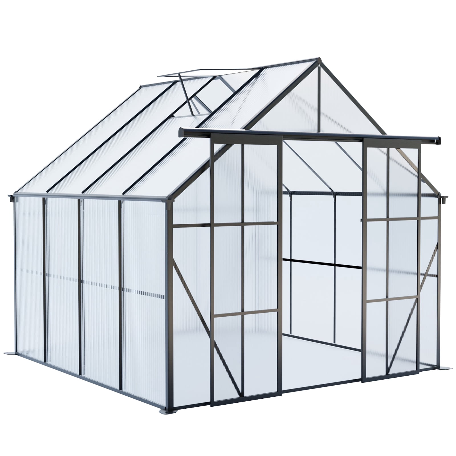 YIYADO 8x8 FT double door greenhouse, home planting rack, walk-in plant greenhouse, suitable for courtyards,Black
