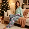 thumbnail image 4 of Satingcolo Christmas Pajama Pants for Women Elastic Waist Wide Leg Lounge Bottoms Christmas Pajamas Christmas Pants For Women, 4 of 5