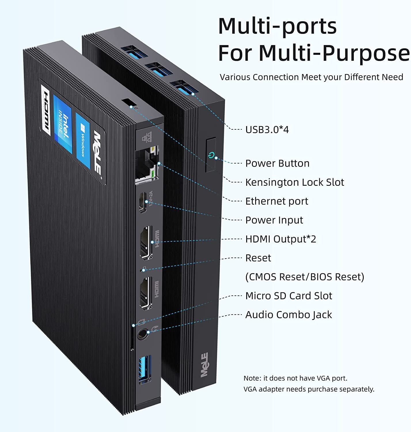 MeLE Fanless Mini PC 16GB 512GB Quieter3Q, Celeron N5105 Windows