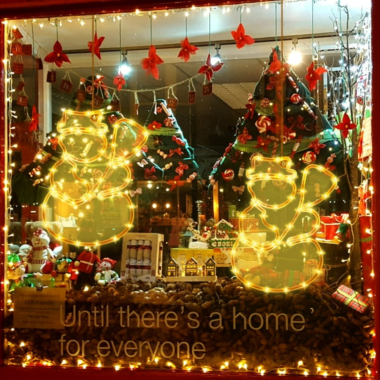 Dongpai Christmas Window Silhouette Lights, Battery Operated Hanging Christmas Window Light 8 Modes with Remote for Holiday Indoor Wall Door Glass