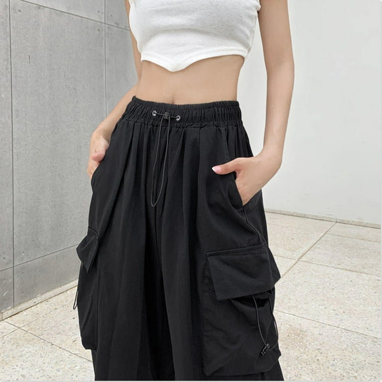 Womens Baggy Cargo Pants Streetwear Joggers Drawstring