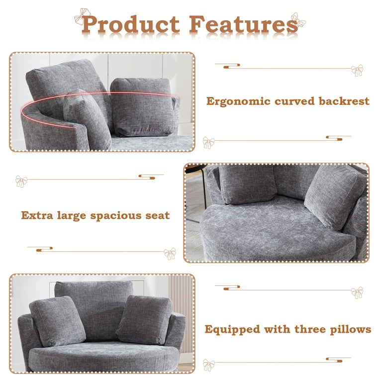 Muumblus Oversized Barrel Swivel Accent Chair Set of 2, Comfy