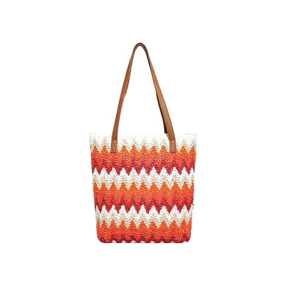 Tanyzvel Women Straw Tote Bag, Large Beach Shoulder Bag with Faux Leather Handles for Summer Travel Shopping