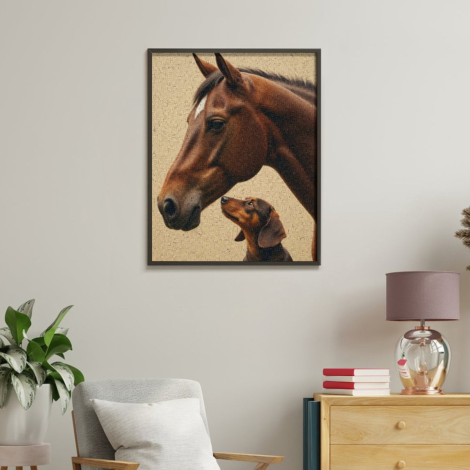 Paint By Numbers Kit for Adults Beginner - Horse Dog Companionship Art DIY Canvas Painting Kits for Adults, Frameless Paint By Number for Adults for Home Wall Decor 16x20 Inch