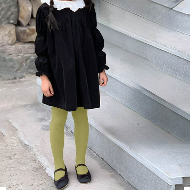 hengsof Girls Stripe Pattern Tights for 0-8 Years, Seamless Footed Stretch Leggings, Soft Comfortable Everyday Wear
