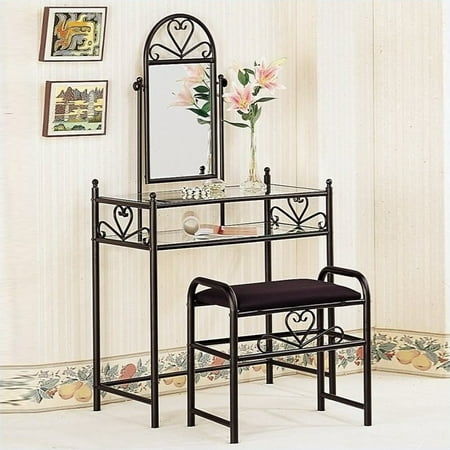 Coaster Frosted Black Wrought Iron Makeup Vanity Table Set With Mirror In Velour Canada Coaster Frosted Black Wrought Iron, Wrought Iron Vanity Mirror
