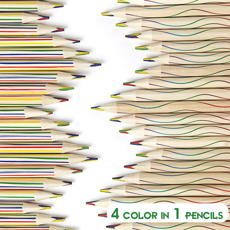 96 Pieces Rainbow Color Pencils 4 in 1 Rainbow Pencils Wooden Colored  Pencils Multi Colored Pencil for Kids Home Office School Classroom Supplies