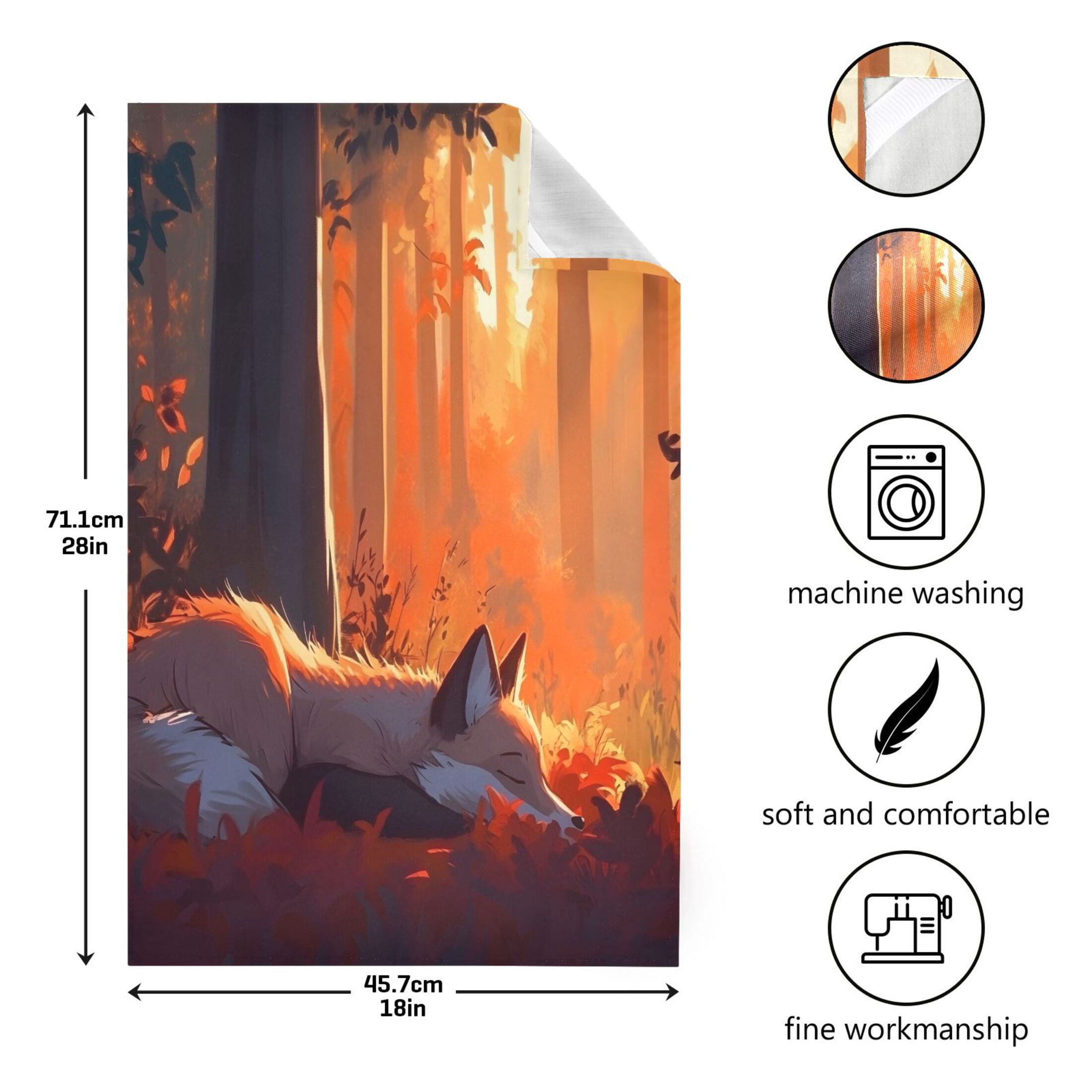 Fox Resting in The Forest Kitchen Towels 6-Piece Pack Tea Towels for Kitchen Decorative Waffle Design 28x18in