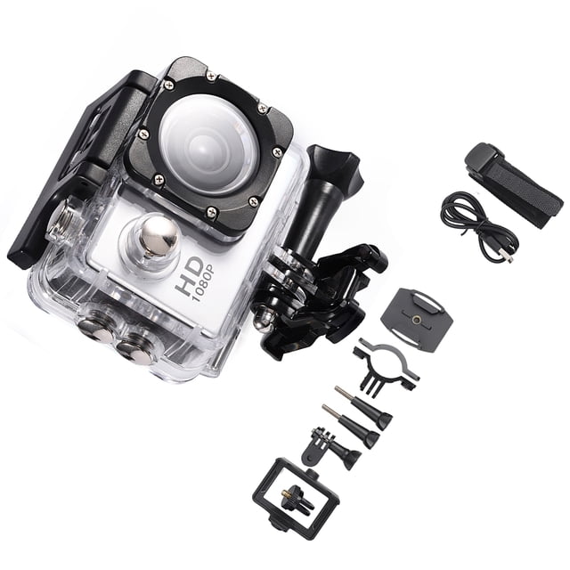 Mini Cámara Deportiva DV, Pantalla De 2,0 Pulgadas, Almacenamiento De 32 GB No Incluido, Resistente Al Agua Hasta 30 M, Soporte Para Bicicleta, Soporte Para Casco Con Kits De