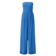 thumbnail image 4 of Jumpsuit Women'S Summer Fashion Casual Smocked Wide Leg Jumpsuit Romper Sleeveless Tube Neck Jumpsuit,Blue Women'S Polyester Jumpsuit XL, 4 of 6