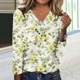 thumbnail image 5 of HOMBOM Yellow T-Shirts for Women Relaxed Fit Floral Tops Long Sleeve V-Neck Womens Casual, 5 of 7
